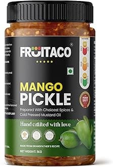 Fruitaco Mango Pickle – Authentic Indian Pickle with Tangy and Spicy Flavor | Perfect Side for Meal (1 Kg, Mango Pickle)