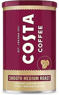 Costa Coffee Smooth Medium Roast Instant Coffee with Finely Ground Beans Tin 100gr, Medium Roast Brown Coffee