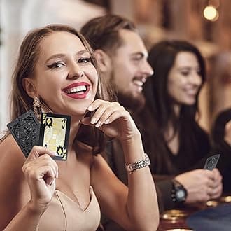 Playing Cards, Waterproof Cards, Plastic Playing Cards, Deck of Cards Bulk, Cool Black Poker Card Professional Set for Table Magic Pool Camping Party Game, Standard Index Card Decks (4 Pack)