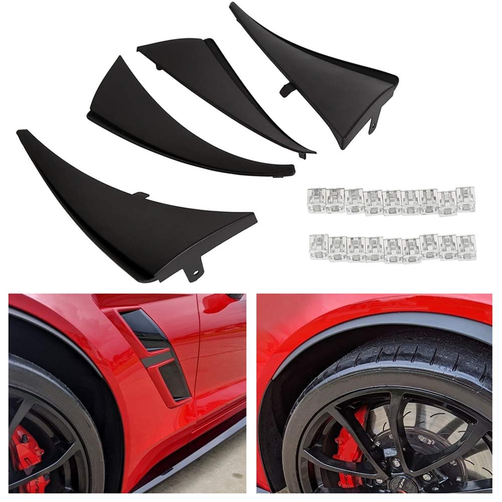 ECOTRIC Front & Rear Splash Guards Mud Flaps for 2014-2019 Chevrolet Corvette C7 Stingray 4-PC Set