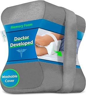 Sports Medica Knee Pillow - Washable Cover Memory Foam Leg Pillow for Sleeping on Side - Doctor Developed eHandbook - Sleeping on Back - Hip Support and Alignment, Pain Relief - Side Sleeper cushion