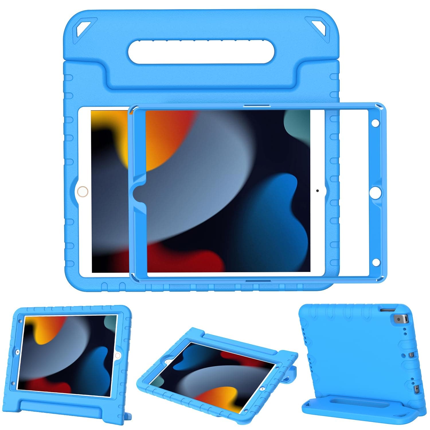 Kids Case with Screen Protector for iPad 10.2 Inch 2021/2020/2019 (9th/8th/7th Gen), Shockproof Convertible Handle and Stand for iPad 10.2 9th/8th/7th Gen, Blue