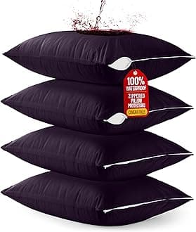 Utopia BeddingWaterproof Pillow Protector Zippered (4 Pack) Standard Purple – Bed Bug Proof Pillow Encasement 20 x 26 Inches