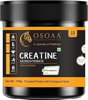 Creatine Monohydrate "Creapure" Germany Certified (100 Gm) | Lab Tested & Fssai Approved |Boosts Strength & Athletic Performance | Muscle Repair & Recovery| Unflavoured Powder