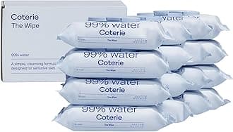 Coterie Baby Wipes for Sensitive Skin, Plant-Based and Plastic-Free Fibers, 99% Water, Hypoallergenic, pH Balanced, Unscented, Clean and Gentle Baby Essentials, 16 Pack, 896 Count