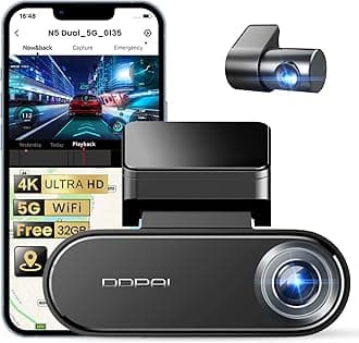 4K Dash Cam for Cars, Front and Rear 2160P+1080P Dashcam Built-in 32G eMMC ADAS 5G WiFi GPS with APP Control 24 Hours Parking Monitor, N5 Dual