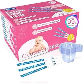 Ovulation Test Strips, Precise HEAL-CHECK Fertility Test, FSA Friendly, 25 Ovulation Tests with Urine Cup, Ovulation Predictor Kit, 5mm Left Strip, OPK Test Strips for Women