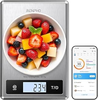 – Smart Food Scale, Digital Kitchen Scale for Food Ounces and Grams, Coffee Weight Scale with Nutritional Calculator APP for Keto, Macro, Calorie, Weight Loss, Precise Graduation, Stainless Steel