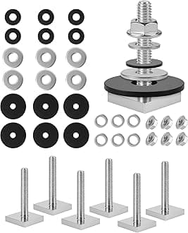 T Slot Bolts for Thule, Yakima Roof Rack Cross Bars, Platform, Cargo Basket, Stainless Square T Track Bolt Adapter to Secure Bike/Ski/Kayak Rack, Solar Panel, Awning, M6x35mm, 4mm Thickness