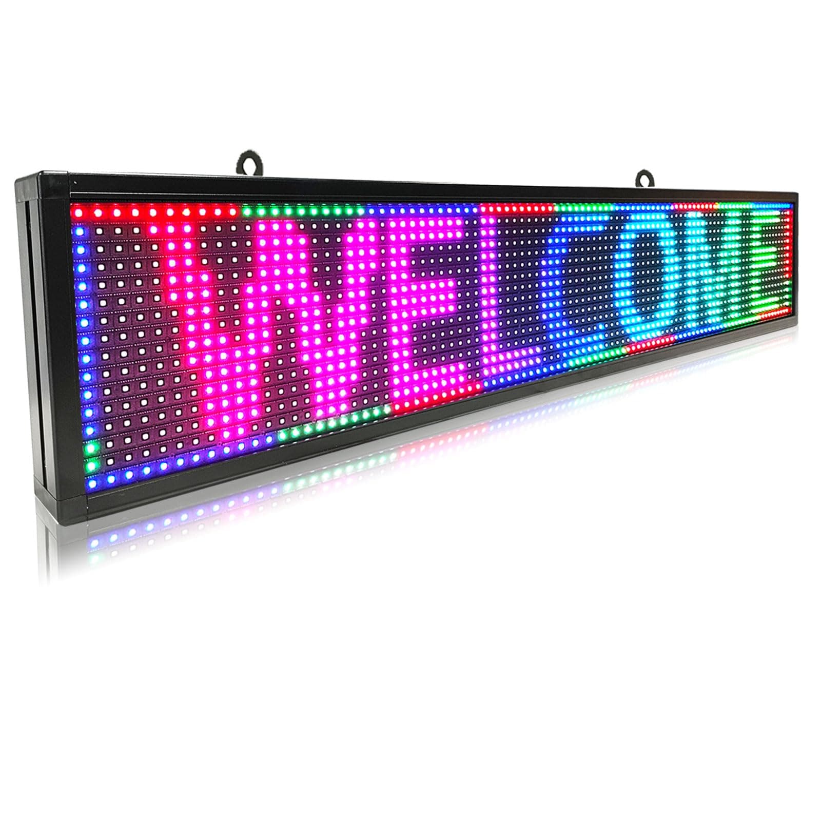 Scrolling Led Sign Programmable ,Open Neon Signs P10, Digital Electronic Message Display Screen Outdoor Waterproof ,Full Color High Brightness Wifi Control, for Business Store Advertising Public Restaurant Window 39''x8''