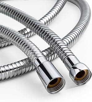 OFFO Large Bore Shower Hose, 11mm Bore High-Flow Anti-Kink Shower Hose Stainless Steel Replacement High Pressure Shower Hoses,Universal Leakproof 1.5m,Chrome