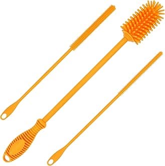 12.5" Silicone Bottle Brush & Straw Cleaner Brush Set | Water Bottle Cleaner for Hydro Flasks, Tumblers, Glassware, Vases and Narrow Neck Containers