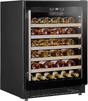 Baridi 54 Bottle Wine Cellar Fridge with Digital Touch Screen Controls, 135L Capacity Cooler Cabinet, Black - DH78