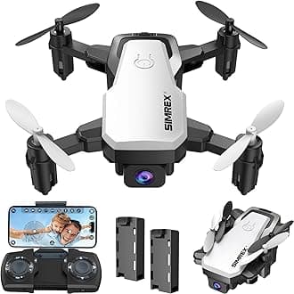 SIMREX X300C Mini Drone with Camera 720P HD, RC Quadcopter Foldable, Altitude Hold, 3D Flip, Headless Mode, Gravity Control and 2 Batteries, Gifts for Kids, Adults, Beginner, White