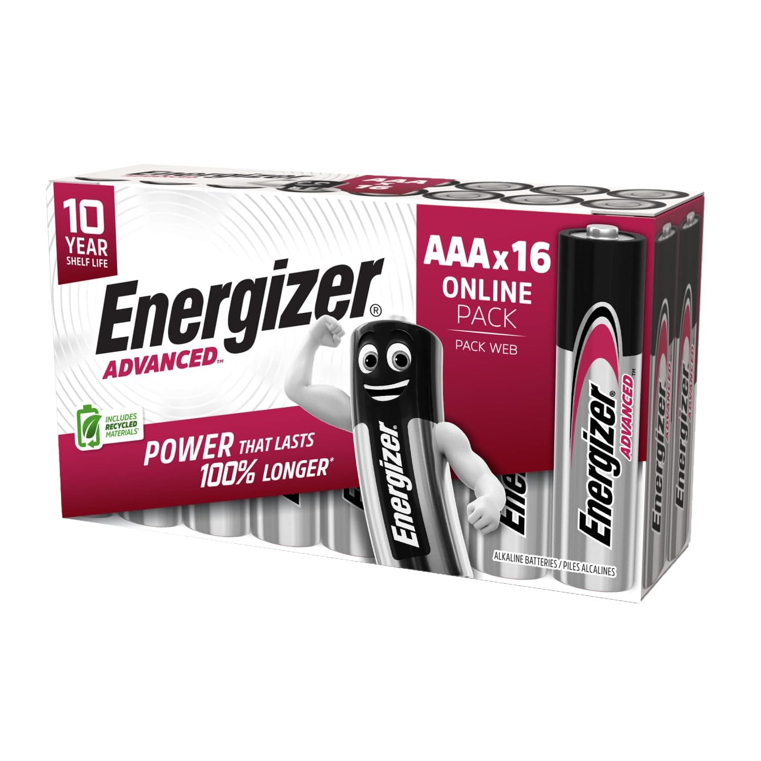 Advanced - AAA Batteries (16 Pack) - Triple A Battery 1.5V - Up To 100% Longer Lasting - Ideal for High-Drain Devices - 0% Plastic Packaging - 10 Year Shelf Life [Amazon Exclusive]