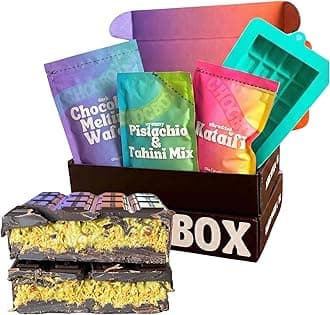 Chocbox Viral Dubai Dark Chocolate Bar Kit - Includes Chocolate Mold, Choc Wafers, Shredded Kataifi, Pistachio Cream - DIY Gift Box Dubai Kit - Great Gift for Choco Lovers