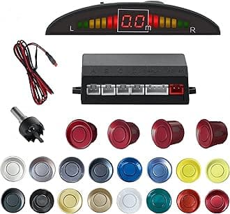 Car Reverse Backup Parking Sensor Radar System kit The LED Display with 3 Colors can Both Shows Distance Data and warn You with beep Sound Adjustable Volume Compact and Easy to Install (Purplered)
