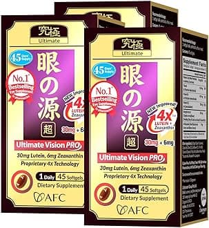 AFC Japan Ultimate Vision PRO – Improved, Up-Sized Formula - Support Vitamins for Eye Health with Lutein, Zeaxanthin, Bilberry, Nutrients for Blurry Dry Eyes, Macular Health & Focus, 45 Softgelsx3