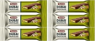 Mini Dubai Chocolate (Pack of 6) - Kunafa Pistachio Bars, 27g Each, 0.35 lbs Total – Perfect for Gifting, Fresh Daily Production, 24 Pieces with Shredded Phyllo Dough