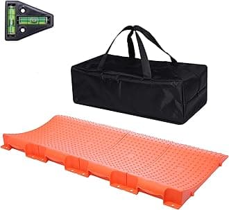 Homeon Wheels Tire Saver Ramps Anti-Slip Pads Design Car Tire Wheel Ramps for Flat Spot and Flat Tire Prevention Tire Savers for Storage Carrying Bag Easy to Store 4 Pack Red with T Level