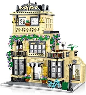HenofenCoffee Modular House Building Blocks for Adults 1443pcs: Cafe Construction MOC Building Set with LED Light, Compatible with Lego House Set, Gift for Teens and Adults