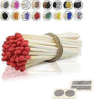 4" Inch Long Wooden Refill Matchsticks with Strike Stickers - Safety Matches Wholesale Bulk Loose by Chandler Studio (50 Pieces, Red)