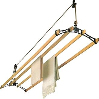 Sheila Maid ®, Original Indoor Ceiling Clothes Laundry Drying Airer Rack - 4 Rail - 57" (145cm) Clear Coated Cast Iron