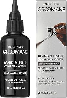 GROOMANE Beard & Lineup Color Enhancement for Airbrush, Natural Semi-Permanent Barber Beard Dye, Long-Lasting, Gray Coverage, Men Hairline Color (Darkest Brown (Premix), 2.3 fl.oz)
