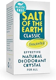 Salt of the Earth - Natural Crystal Deodorant- Plastic Free, Fragrance Free, Vegan - 100% Natural Origin Ingredients - Suitable for Women, Men, and Kids - Unscented - 75g