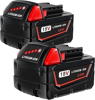 2 Pack 5.0Ah 18V Batteries Replace for Milwaukee M18 Battery Lithium lon 48-11-1850 48-11-1860, Compatible with Milwaukee m18 Battery Charger and 18 Volt Cordless Power Tools