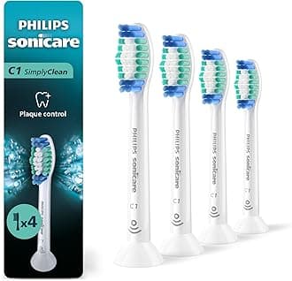 SONICARE Adult Philips Simplyclean (C1) Replacement Automatic Toothbrush Heads, 4 Pack, Hx6014/65,White