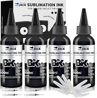 Printers Jack 400ML Black Sublimation Ink Refill for Epson C88 C88+ WF7710 ET2720 ET4700 ET15000 ET2760 ET2750 Inkjet Printers Heat Press Transfer on Mugs, Plates, Polyester Shirts etc