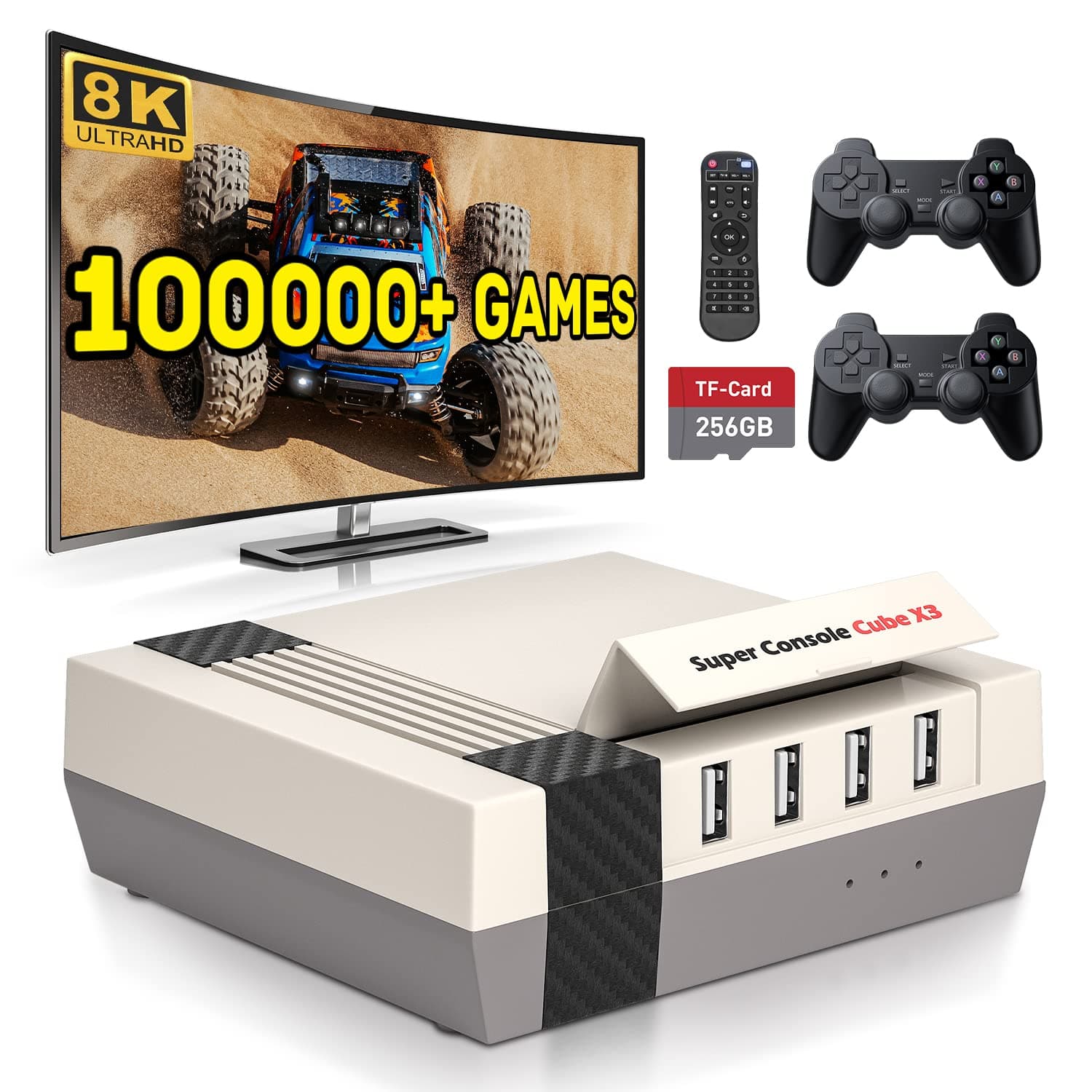Super Console CUBE X3 Retro Video Game Console with 100000+Games,Game Consoles with EmuElec 4.5/Android 9.0/CoreE,8K Output,2.4+5G,BT 4.0,Emulator Console Compatible with PSP/PS1/DC,Best Gifts