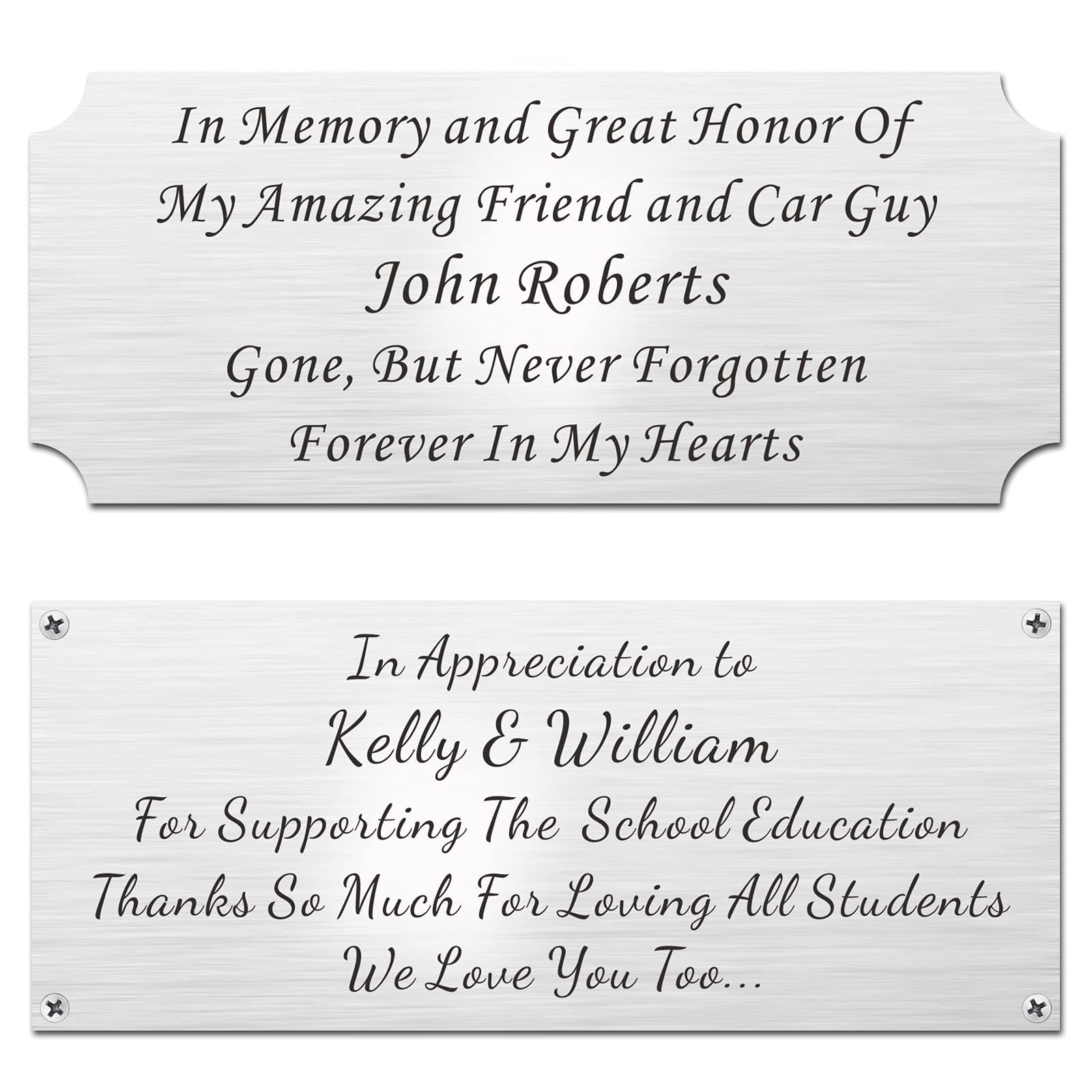 2.5" H x 6" W, Personalized, Custom Laser Engraved, Brushed Stainless Steel Plate Picture Frame Name Label Art Tag for Frames, with Adhesive Backing or Screws