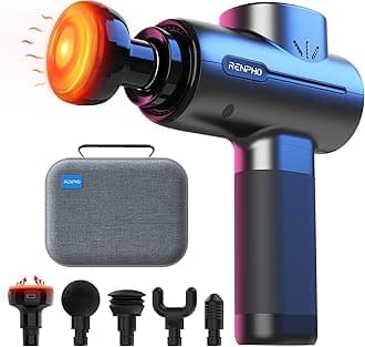 RENPHO Active Massage Gun with Heat Deep Tissue Muscle, 2022 Upgrade Powerful Portable Gun Massage Percussion Massager Gun for Athletes, Electric Back Massagers, Handheld Body Massager Gun Gifts