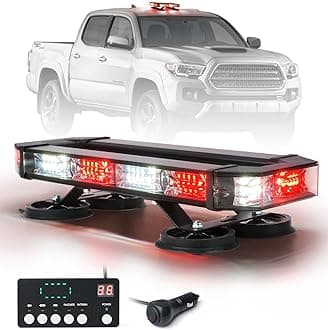 72 LED Rooftop Emergency Strobe Light Bar w/Control Panel Magnetic Base Warning Flashing Beacon Caution Traffic Lightbar for Firefighter Ambulance Fire Trucks Vehicles - White Red