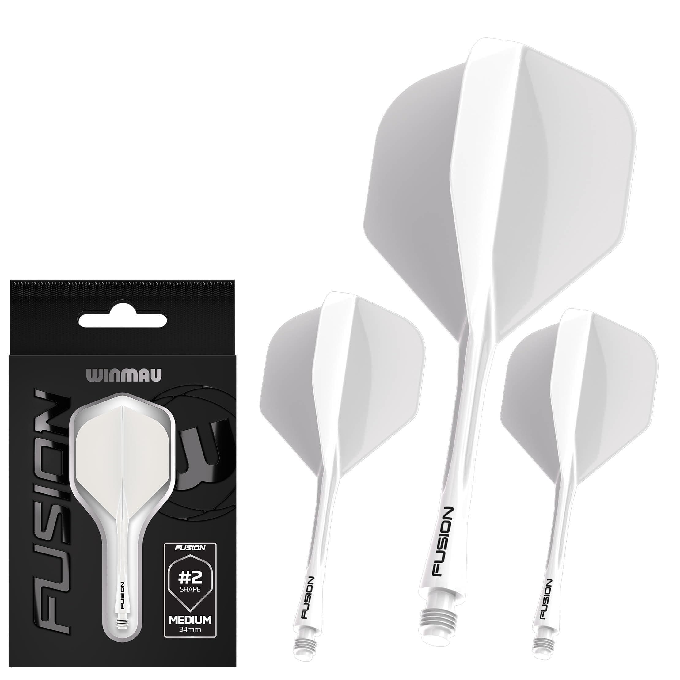 Winmau Fusion Solid White Intermediate Intergrated Dart Flight and Shaft System - 1 Set per Pack (3 Flights and shafts in Total)