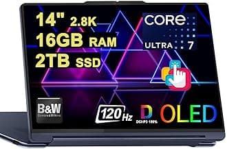 Lenovo Yoga 9 2-in-1 Laptop 14" 2.8K OLED 120Hz Touch (100% DCI-P3) Intel 16-core Ultra 7 155H (Up to 11 Tops) 16GB RAM 2TB SSD B&W w/Pen for Creator Business Professional Win11 ICP Hub w/Copilot AI