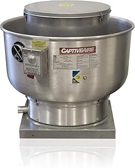 Restaurant Canopy Hood Grease Rated Exhaust Fan- High Speed Direct Drive Centrifugal Upblast Exhaust Fan with speed control- 19" Fan Base, 0.180 HP 115 Volt Single Phase Motor, 100-500 CFM (DU12HFA)