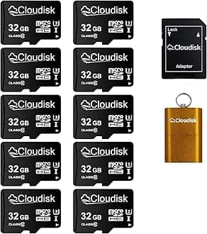 Pack of 10 Micro SD Card 32GB Flash Memory Card C10 A2 U3 Micro SDHC with SD Adapter, Card Reader