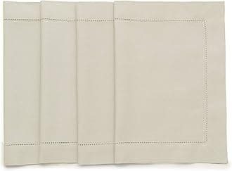 Solino Home Linen Placemats Set of 4 – Cotton Linen Hemstitch Summer Placemats 14 x 19 Inch – Machine Washable Cloth Placemats