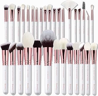 Pro makeup Artist Brushes Set 32Pcs Luxury Goat Hair Horse hair Makeup Brush Set eye and face brushes for every possibility By Bueart Design (Pearl White)