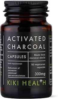 Activated Charcoal 300mg - Made from 100% Pure Coconut Shells - Contributes to Reducing Excessive Flatulence After Eating - Natural Teeth Whitener - 50 Capsules