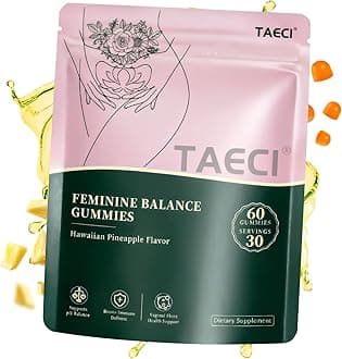 Premium Feminine Balance Gummies for Women – Hawaiian Pineapple Flavor – 4-in-1 Benefits with pH, Odor, Flora & Immune Support – Vegan, Gluten-Free – 60 Count