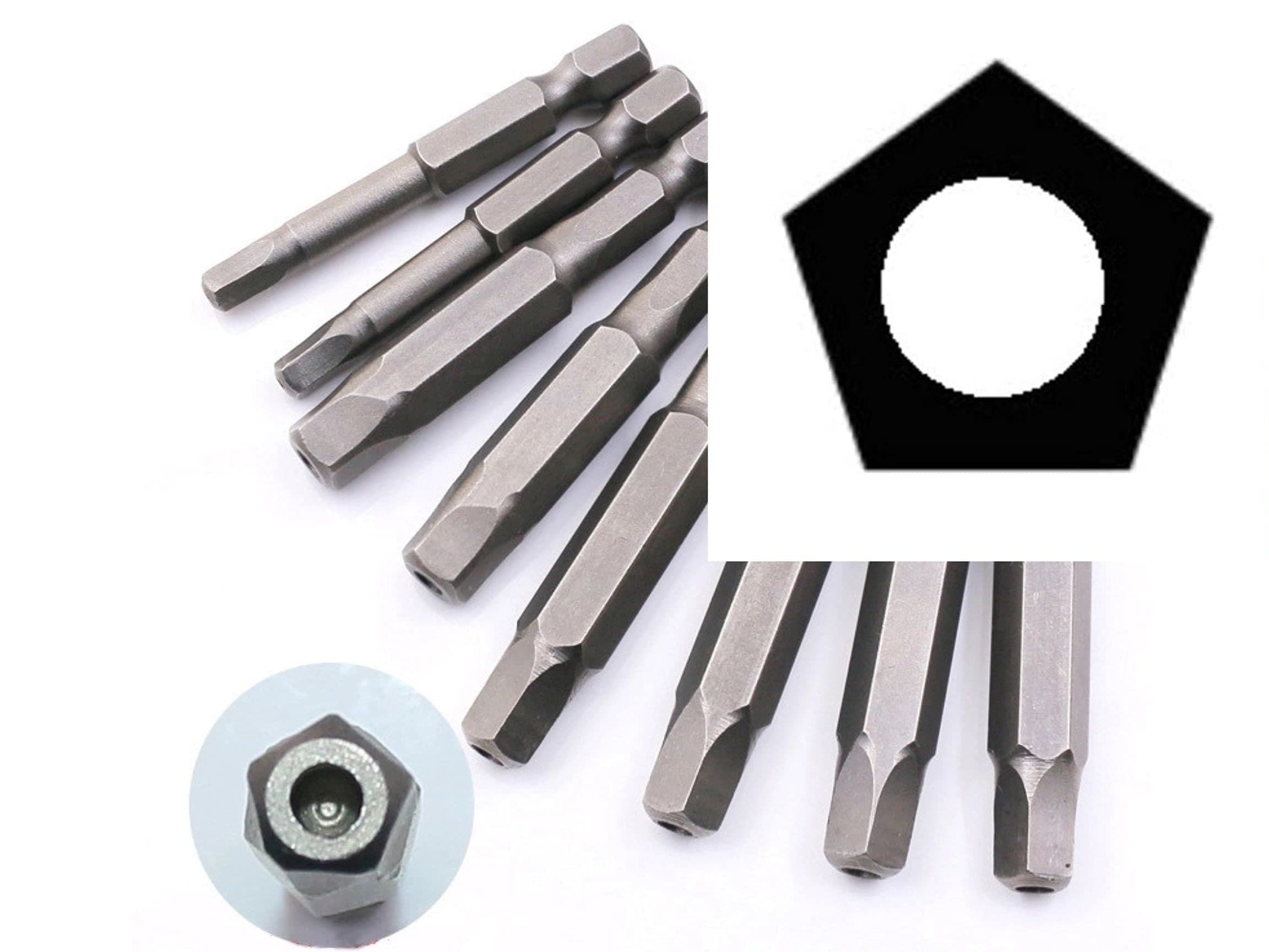 Daman 10pcs 5-Sided Screwdriver Bit Set, Magnetic Drill Bits, 1/4 Inch Hex Shank Bits, Security Tamper Proof Screwdriver, Pentagonal Screwdriver Bit