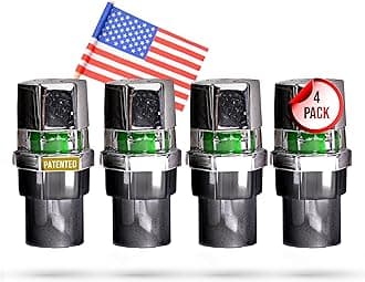Tire Pressure Monitoring Valve Caps Sensor Gauge - Advanced Detection System, 130 PSI Sensing Air Alert Indicator for Cars, Trailers, Bikes - Chrome-Plated, Pack of 4