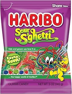 HARIBO Gummi Candy, Z!NG Sour S’ghetti, 5 oz. Bag
