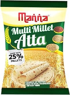 Manna Multi Millet Atta / MultiGrain Atta with 25% Millets, 1kg. Tasty and Healthier Rotis Everyday. Natural Flour. Nutrient Powerhouse