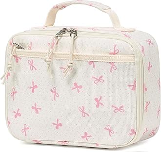LEDAOU Lunch Box Kids Insulated Lunch Bag Girls Toddler Reusable Lunchbox for School Picnic Hiking (Pink Bow)