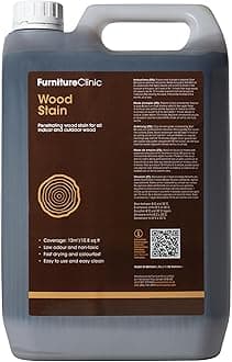Furniture Clinic Wood Stain (Black) – Fast Drying, Highly Concentrated, and Easy-to-Apply Wood Stain for All Indoor & Outdoor Wood – Water Based & Non-Toxic – 5L